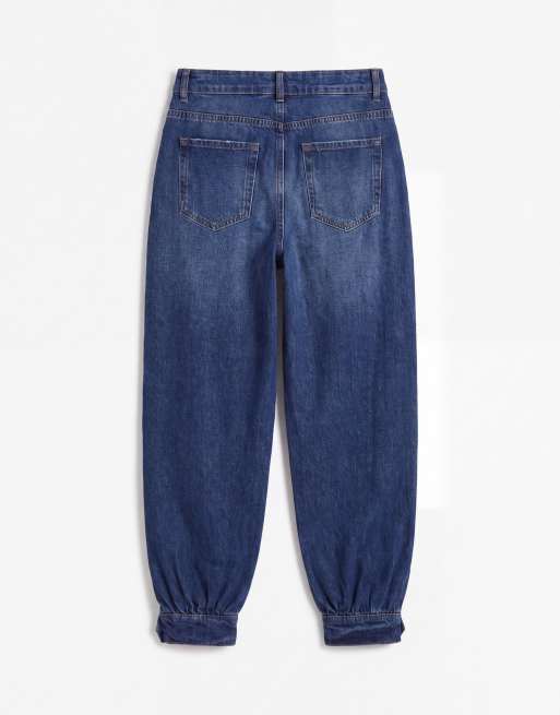 ASOS DESIGN jeans med mudd-detalj och ballongben i mellanblå tvätt, set, 7 av 9