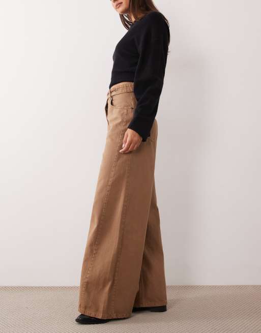 ASOS DESIGN jeans med raka ben och justerbar midja i sandfärgad tvätt, 3 av 5