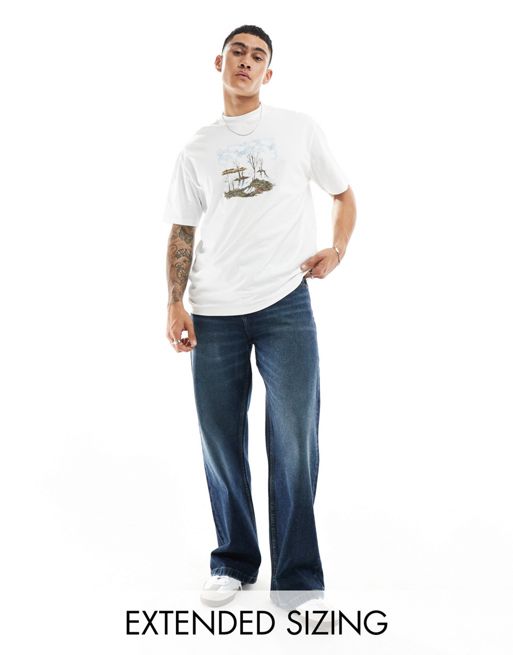 FhyzicsShops DESIGN - Jeans med superbrede ben og vintage farveskær