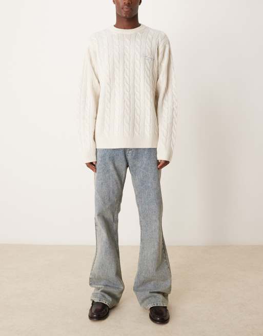 ASOS DESIGN - Jeans med svaj og løs pasform i slidt blå vask