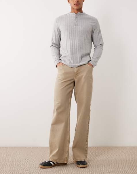 ASOS DESIGN - Jeans med svaj og vide ben i brun vask - view 1