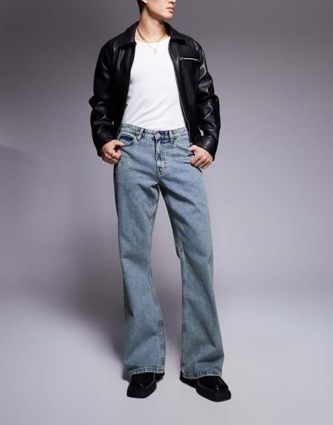 ASOS DESIGN - Jeans med svaj og vide ben i lyseblå vintage-vask - view 1