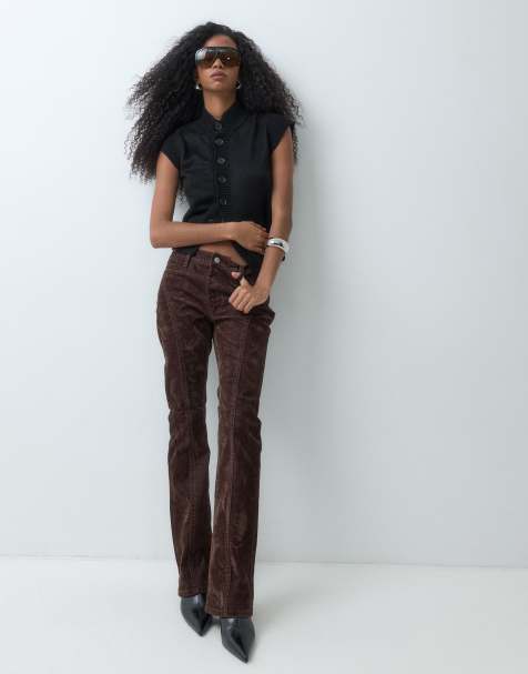ASOS DESIGN jeans med utsvängd benslut i choklad - view 1