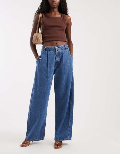 ASOS DESIGN jeans med veck framtill och hästskoformad passform i charcoal - view 1