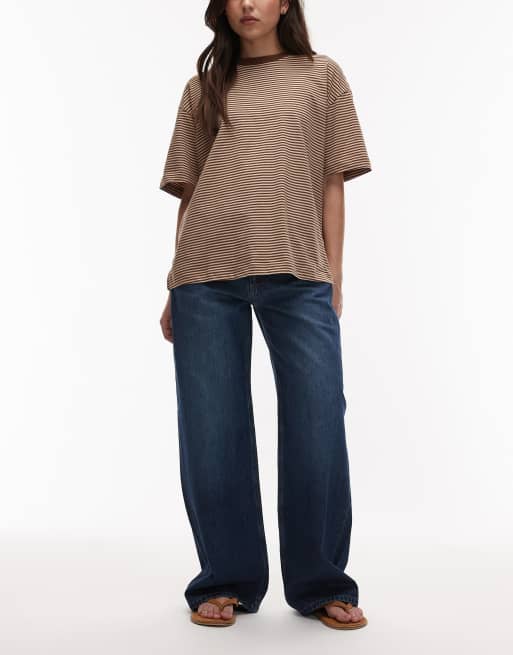 ASOS DESIGN – Jeans med vida ben, låg midja och mörk vintagetvätt