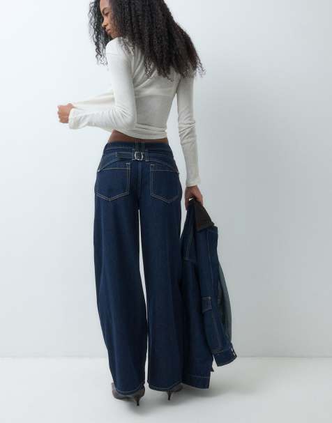 ASOS DESIGN jeans med vridna sömmar och justerbar midja i rinse - view 1