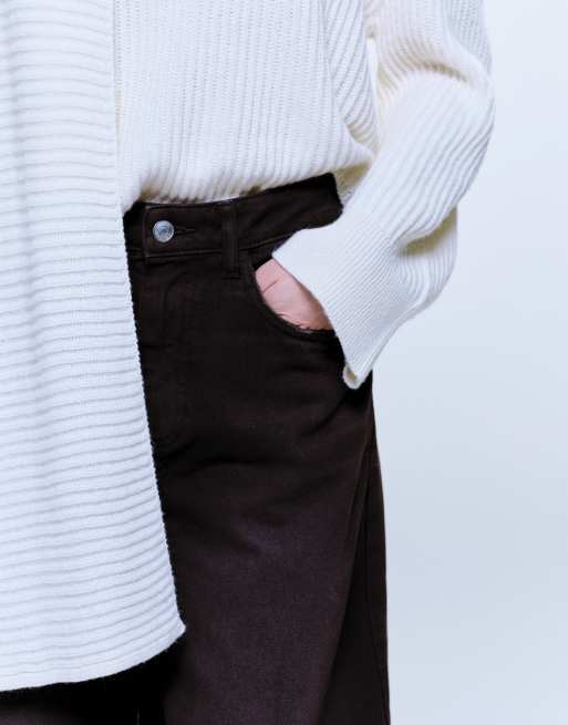 ASOS DESIGN - Jeans met ballonpijpen en enkelstrikjes in chocoladebruin, 4 van 5