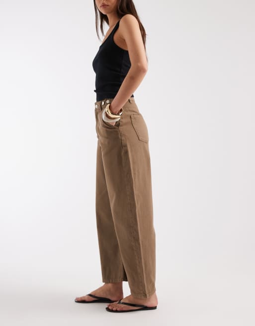 ASOS DESIGN - Jeans met ballonpijpen en verstelbare taille in bruin, 3 van 5