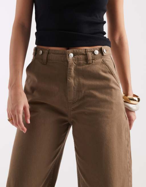 ASOS DESIGN - Jeans met ballonpijpen en verstelbare taille in bruin, 4 van 5