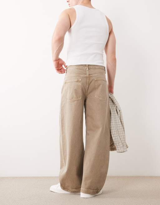 ASOS DESIGN - Jeans met ballonpijpen in beige, 2 van 5