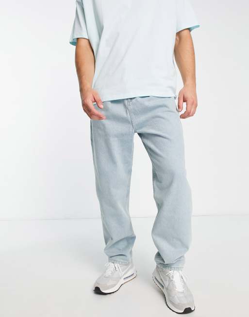 ASOS DESIGN - Jeans met ballonpijpen in blauw met lichte wassing