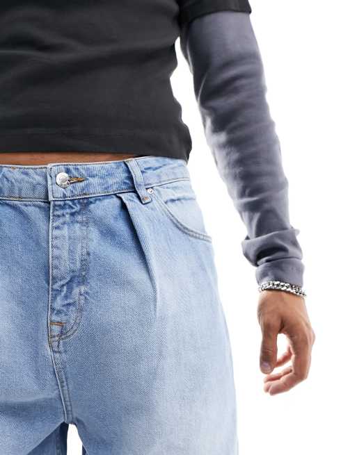 ASOS DESIGN - Jeans met ballonpijpen in blauw met lichte wassing, 3 van 5