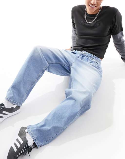 ASOS DESIGN - Jeans met ballonpijpen in blauw met lichte wassing, 5 van 5