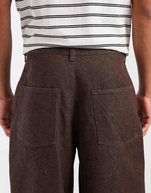 ASOS DESIGN - Jeans met ballonpijpen in bruin met plooien, 4 van 5