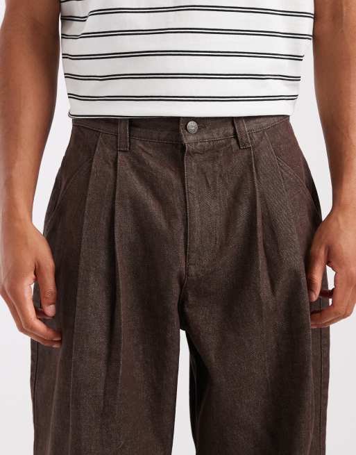 ASOS DESIGN - Jeans met ballonpijpen in bruin met plooien, 5 van 5