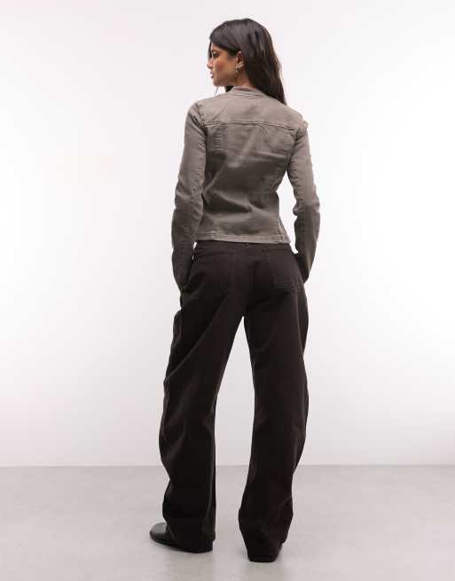 ASOS DESIGN - Jeans met hoge taille en ballonpijpen in donkerbruin, 2 van 5