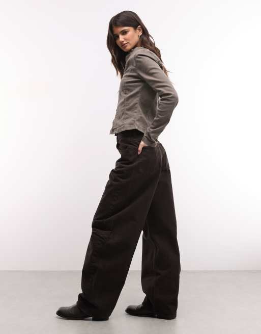 ASOS DESIGN - Jeans met hoge taille en ballonpijpen in donkerbruin, 3 van 5