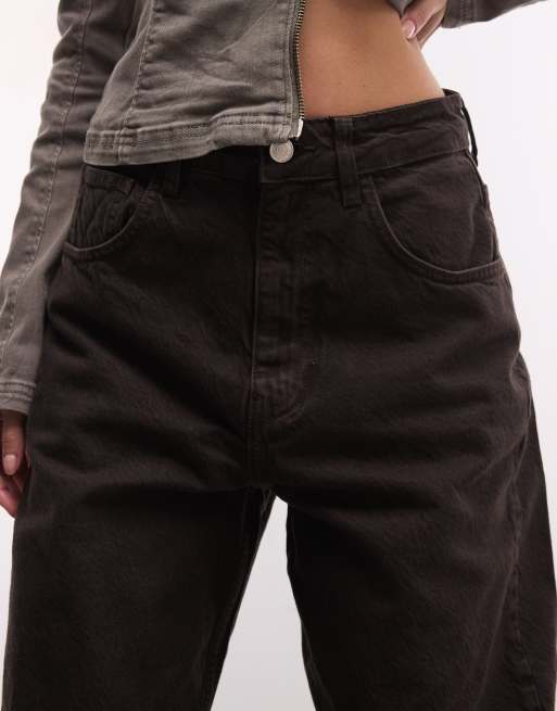 ASOS DESIGN - Jeans met hoge taille en ballonpijpen in donkerbruin, 4 van 5