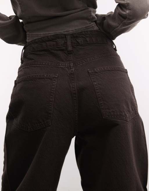 ASOS DESIGN - Jeans met hoge taille en ballonpijpen in donkerbruin, 5 van 5