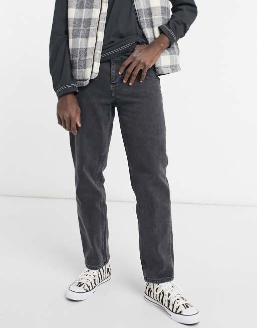 ASOS DESIGN - Jeans met hoge taille in zwarte wassing