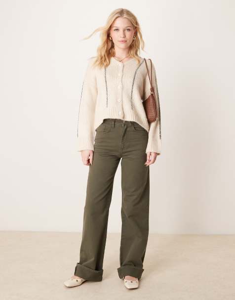 ASOS DESIGN - Jeans met omgeslagen pijpen in bosgroen - view 1