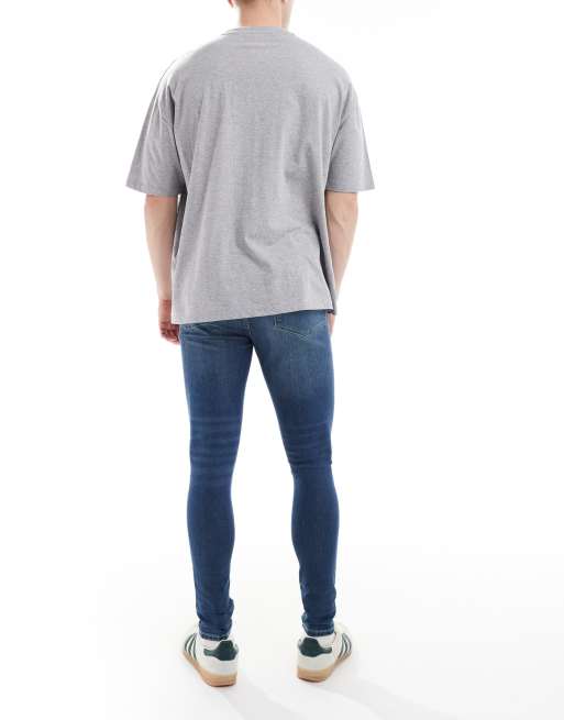 ASOS DESIGN - Jeans met powerstretch in blauw met donkere wassing, 3 van 5