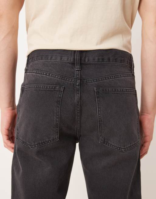 ASOS DESIGN - Jeans met rechte pasvorm en scheuren in zwarte wassing , 4 van 5