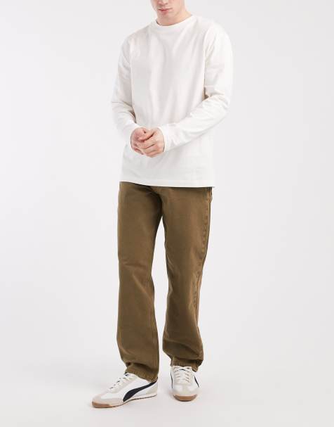 ASOS DESIGN - Jeans met rechte pasvorm in kaki met wassing - view 1