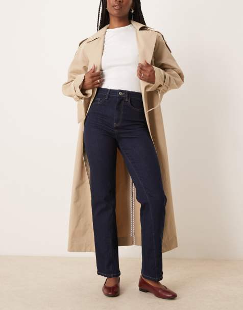 ASOS DESIGN - Jeans met rechte pijpen, comfortabele stretch en gedraaide naad in donkerblauw - view 1