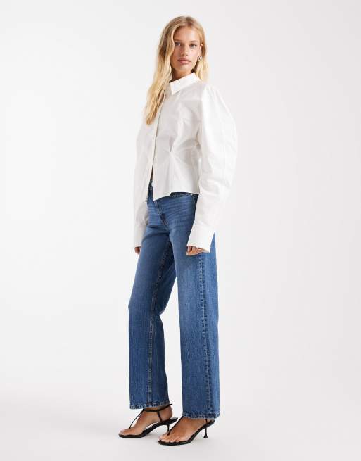 ASOS DESIGN - Jeans met rechte pijpen en comfort stretch in authentiek middenblauw, 3 van 5