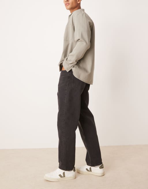 ASOS DESIGN straight leg jeans in washed black 