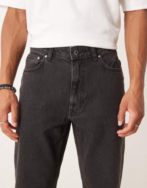ASOS DESIGN straight leg jeans in washed black 