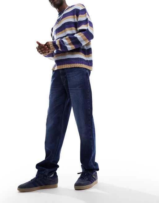 ASOS DESIGN - Jeans met rechte pijpen in blauw met donkere wassing