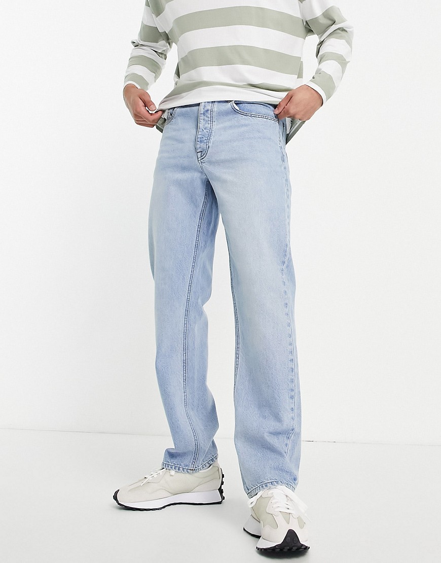 ASOS DESIGN - Jeans met rechte pijpen in blauw met vintage lichte wassing