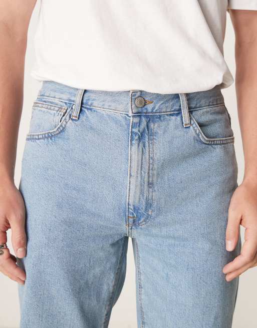 ASOS DESIGN straight leg jeans in mid wash blue