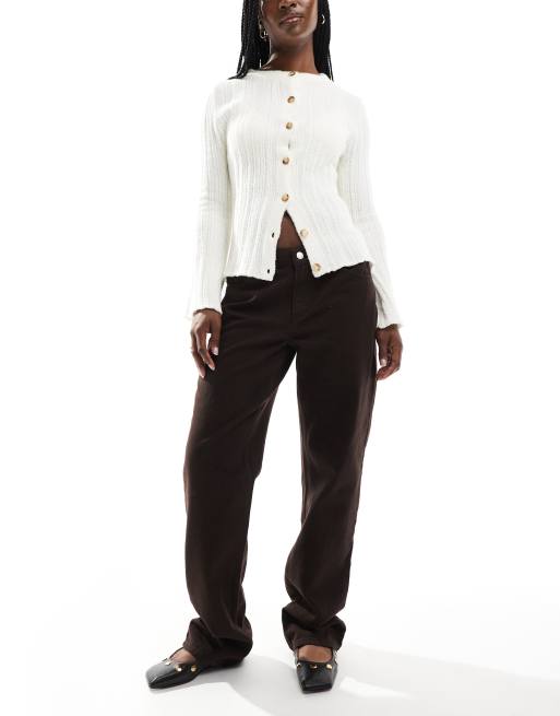 ASOS DESIGN - Jeans met smalle pijpen en lage taille in chocoladebruin