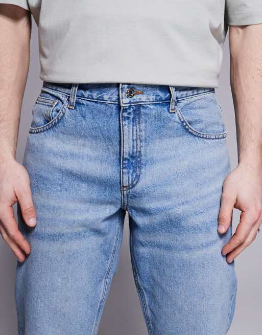 ASOS DESIGN - Jeans met smaltoelopende pasvorm in blauw met lichte wassing, 5 van 5