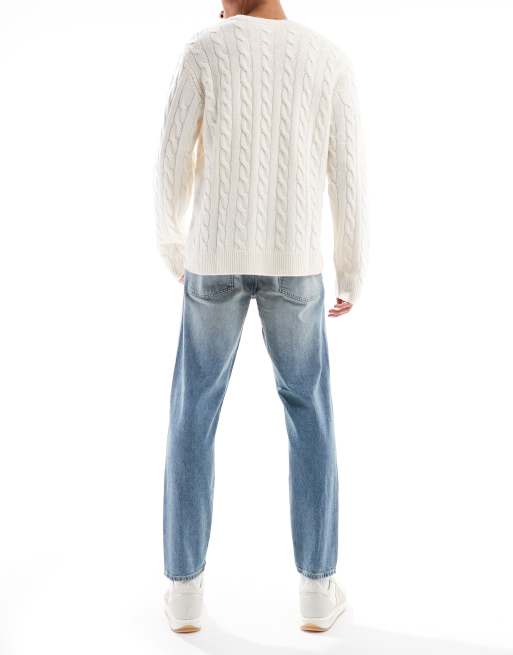 ASOS DESIGN - Jeans met smaltoelopende pasvorm in blauw met lichte wassing, 2 van 5