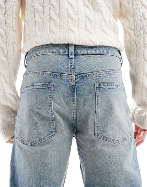 ASOS DESIGN - Jeans met smaltoelopende pasvorm in blauw met lichte wassing, 4 van 5