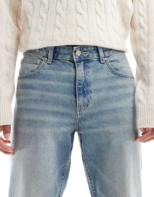 ASOS DESIGN - Jeans met smaltoelopende pasvorm in blauw met lichte wassing, 5 van 5