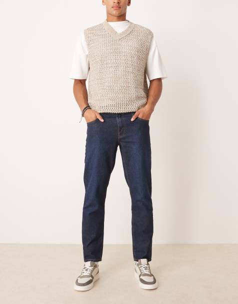 ASOS DESIGN - Jeans met smaltoelopende pijpen in donkerblauwe wassing - view 1