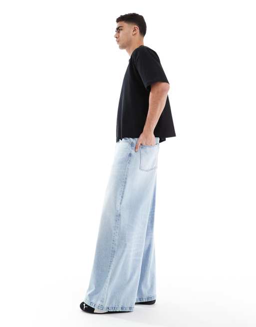 ASOS DESIGN - Jeans met superwijde pijpen en wassing in lichtblauw, 3 van 5