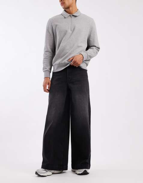 ASOS DESIGN - Jeans met superwijde pijpen in zwart - view 1