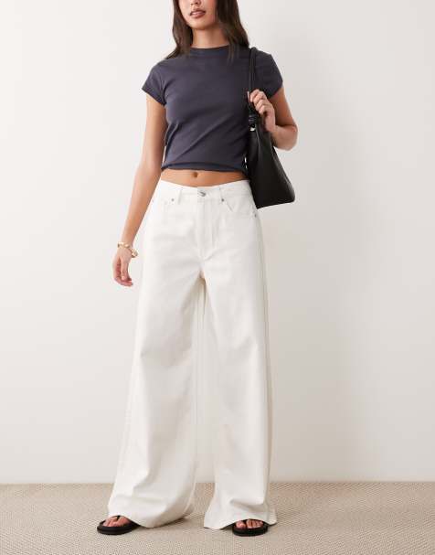 ASOS DESIGN - Jeans met wijde pijpen en hoge taille in wit - view 1
