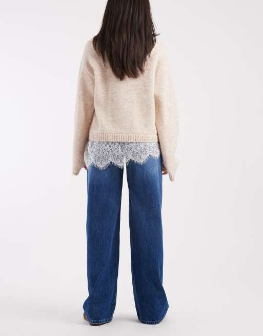 ASOS DESIGN - Jeans met wijde pijpen en lage taille in donkere wassing, 3 van 5
