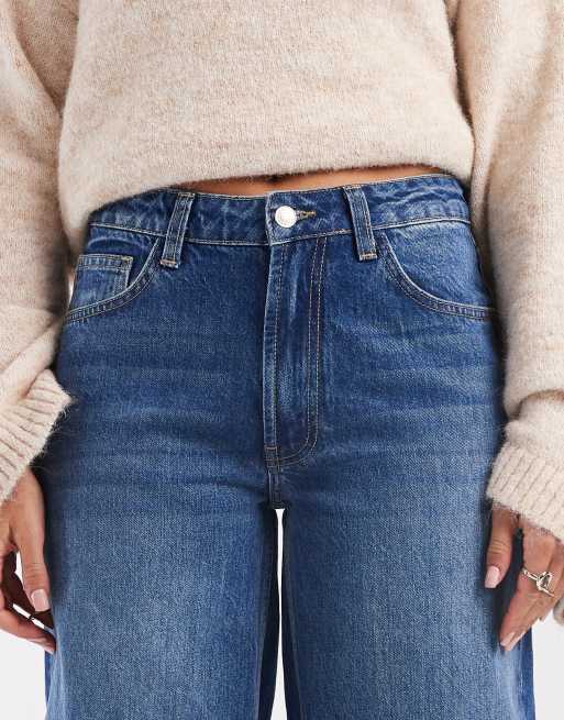 ASOS DESIGN - Jeans met wijde pijpen en lage taille in donkere wassing, 4 van 5