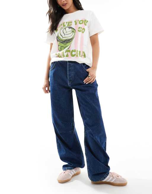 ASOS DESIGN - Jeans met wijde pijpen in indigo