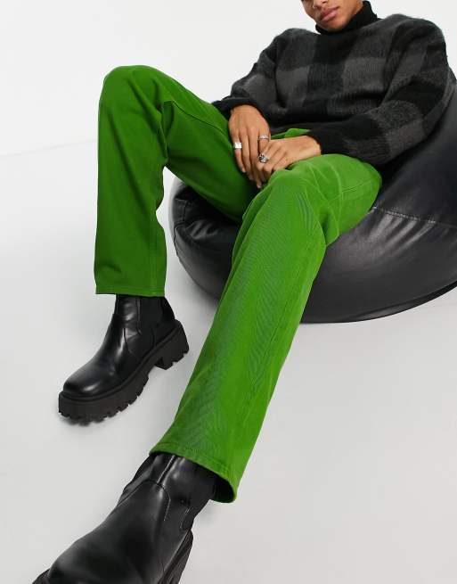 ASOS DESIGN - Jeans met wijde, rechte pijpen in groen