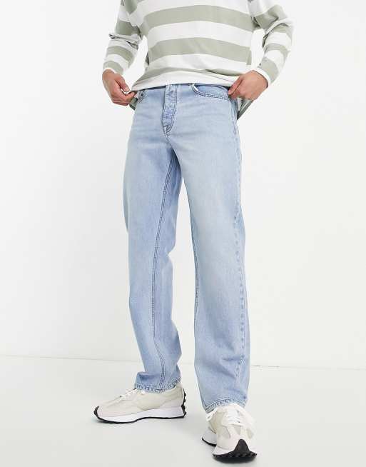 ASOS DESIGN - Jeans met wijde, rechte pijpen in lichtblauw met vintage wassing