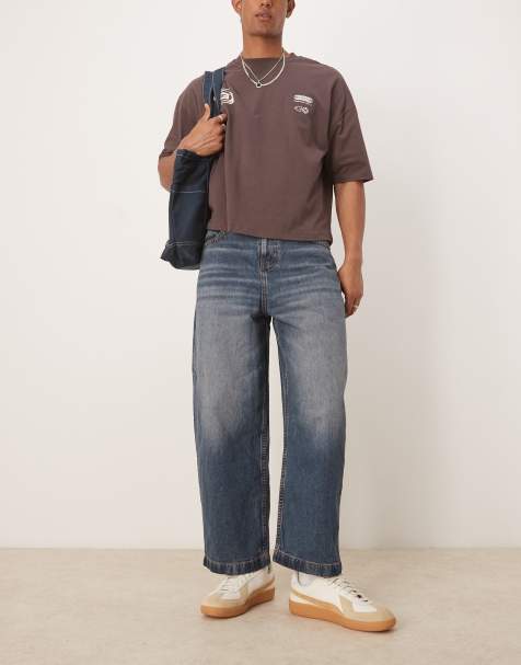 ASOS DESIGN - Jeans met wijde, ronde pasvorm in blauw met donkere wassing - view 1
